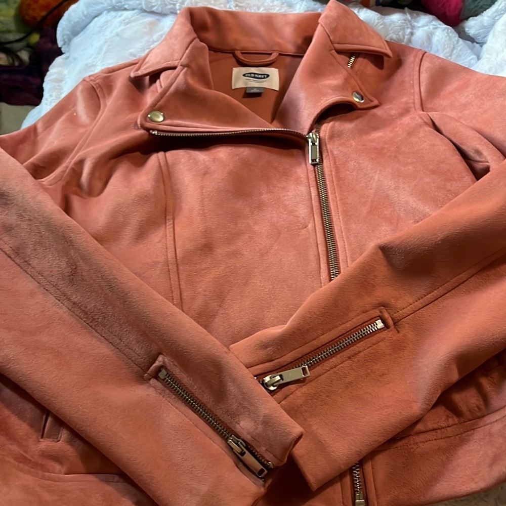 Faux suede moto jacket